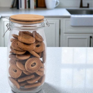 Imagen de Frasco de vidrio-tapa madera cierre hermetico