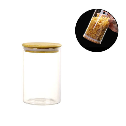 Imagen de Frasco de vidrio con tapa bamboo hermética 1 Litro