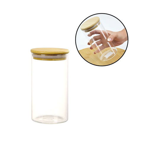 Imagen de Frasco de vidrio tapa bamboo hermética 1.5 Lts