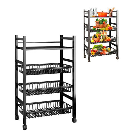 Imagen de Rack Organizador 1 estante 3 canastos - En metal con ruedas