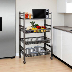 Imagen de Rack Organizador 1 estante 3 canastos - En metal con ruedas