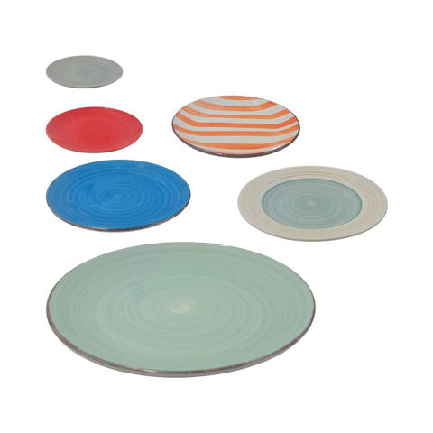 Imagen de Plato ceramica redondo circulos color -19cm.-colores surtido