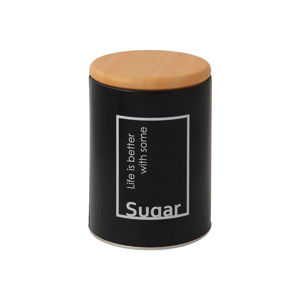 Imagen de Tarro Lata redonda en metal negro con tapa marrón-  Diseños surtidos.