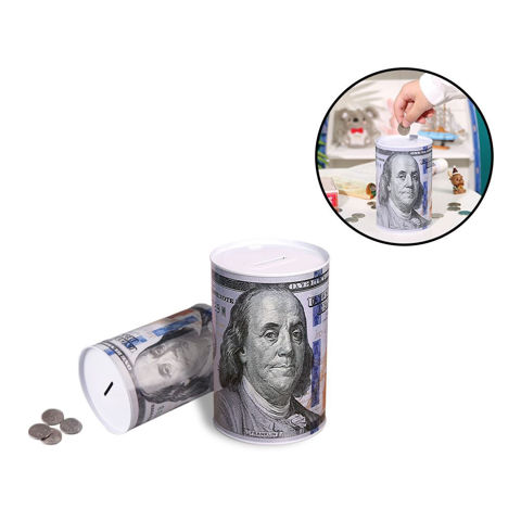 Imagen de Alcancia lata dólar- 12,5x8cm