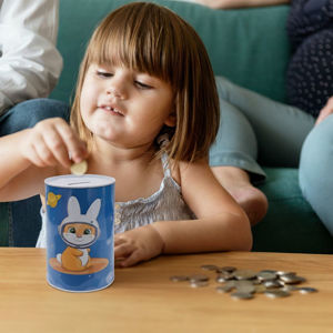 Imagen de Alcancia lata estampdo infantil-azul-15x10cm-3 diseños