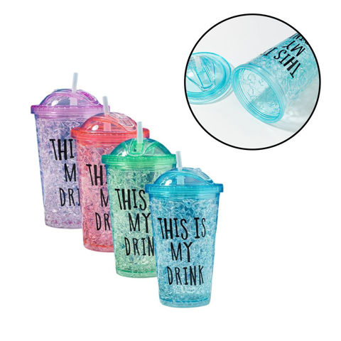 Imagen de Vaso con tapa y sorbito Efecto hielo  450 ml