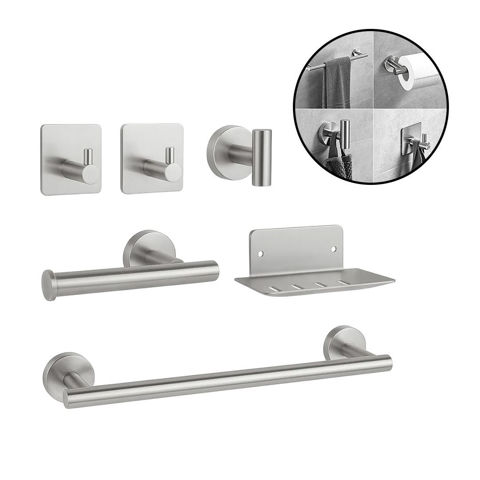 Imagen de Set de accesorios de baño 6 piezas en acero inoxidable