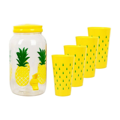 Imagen de Botella Frasco Dispensador Para Jugos Con canilla y tapa + 4 vasos