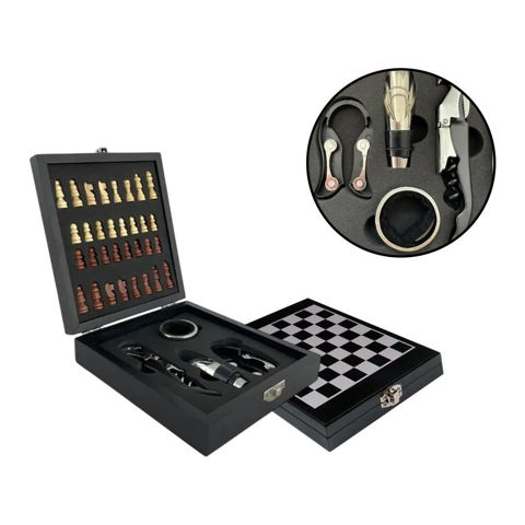Imagen de Set De vino Abridor de botellas Decantador + Ajedrez en caja