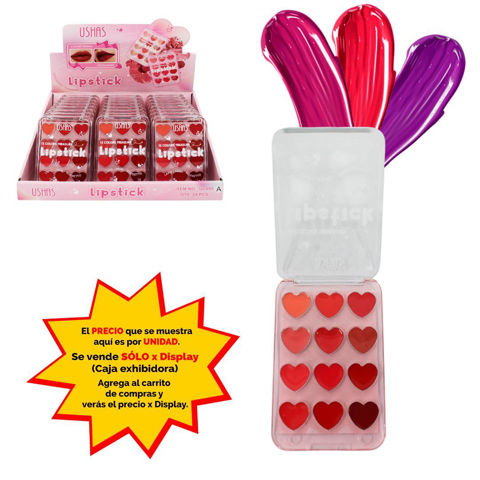 Imagen de Brillo labial Ushas - corazones 12 tonos- UC095A