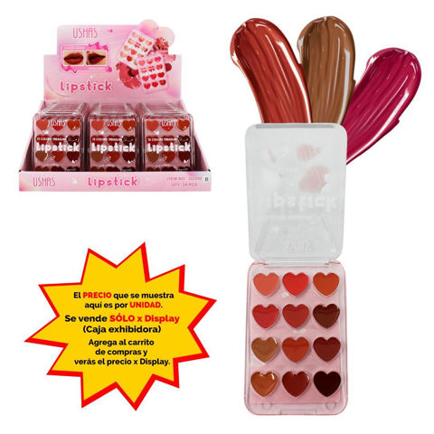 Imagen de Brillo labial Ushas - corazones 12 tonos- UC095B