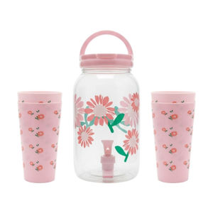 Imagen de Frasco para jugos con canilla y tapa estampado con vasos