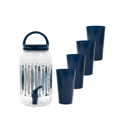 Imagen de Frasco para jugos con canilla y tapa-estampado con vasos-3,8