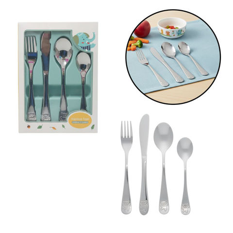 Imagen de Juego de Cubiertos de acero inoxidable x 4 pcs - Para Bebes Niños