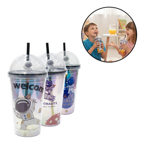 Imagen de Vaso Infantil Con sorbito y tapa - Diseños surtidos 500ml