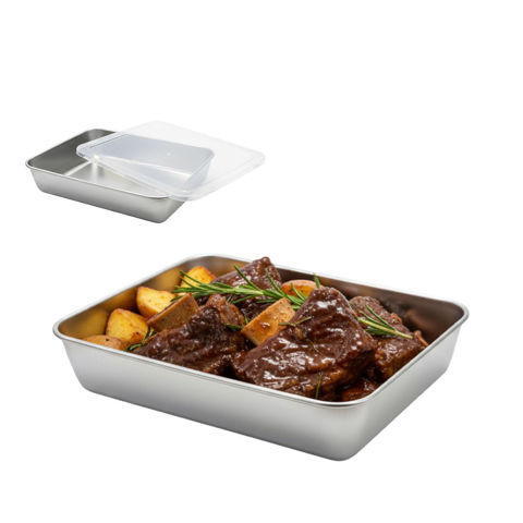 Imagen de Vianda metalica con tapa transparente-25x19cm.