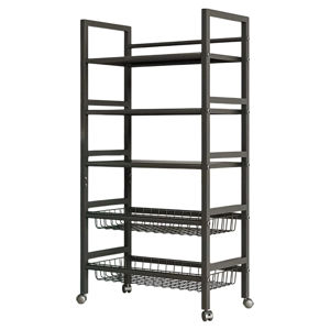 Imagen de Rack Organizador 3 estantes 2 canastos metálico con ruedas