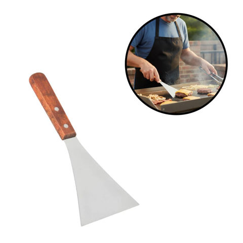 Imagen de Espatula metal para cocina mango madera-