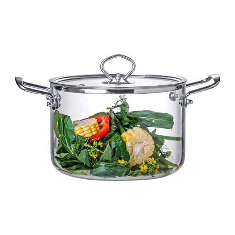Imagen de Olla de vidrio borosilicato y acero inox-3,5lts. Resistente