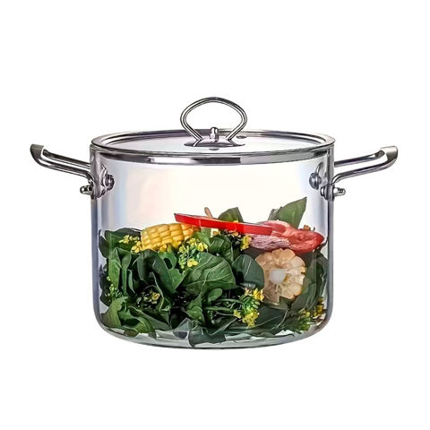 Imagen de Olla de vidrio borosilicato y acero inox-4,5lts. Resistente