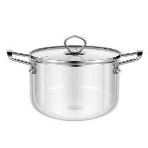 Imagen de Olla de vidrio borosilicato y acero inox-4,5lts. Resistente