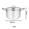 Imagen de Olla de vidrio borosilicato y acero inox-4,5lts. Resistente