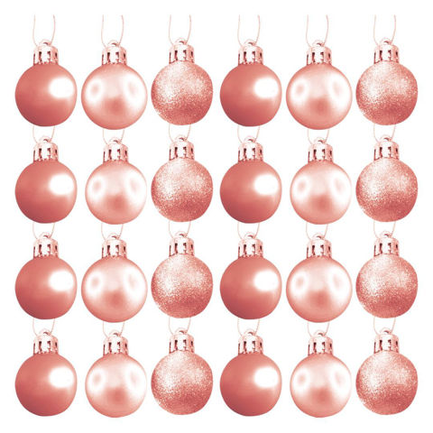 Imagen de Navidad bolas 6cm-caja por 24pc-rosa-dorado-caja pvc