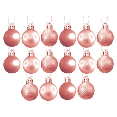 Imagen de Navidad bolas 6cm-caja por 16pc-rosa-dorado-caja pvc