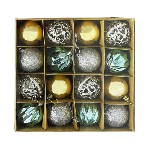 Imagen de Navidad bolas 6cm-caja por 16pc-dorado-caja