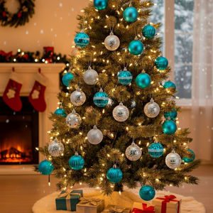 Imagen de Navidad bolas surtidas-lisas y caladas-6cm-caja por 30pc-azu