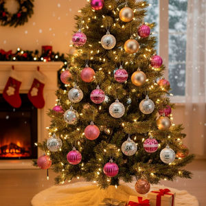 Imagen de Navidad bolas surtidas -6cm-caja por 30pc-rosa y plata