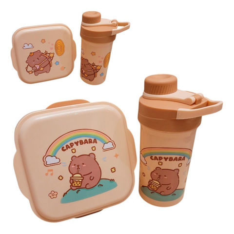 Imagen de Set vianda + vaso con sorbito Diseño infantil