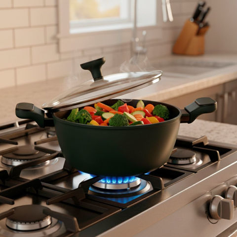 Imagen de Olla con tapa de vidrio-aluminio-25cm.