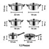 Imagen de Juego de batería de cocina -Juego de ollas 12 piezas