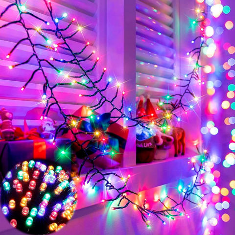 Imagen de Navidad 100 luces arroz multicolor- cable 4 mts verde