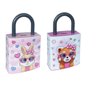 Imagen de Alcancia lata candado color