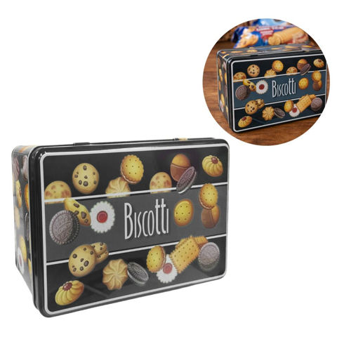 Imagen de Lata para galletitas rectangular negra con tapa