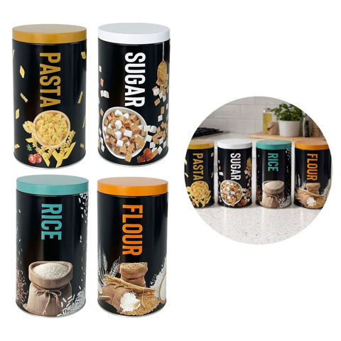 Imagen de Lata para cocina-redonda negra con tapa color Diseños surtidos.