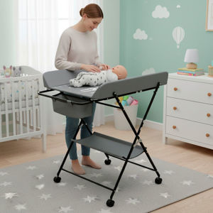 Imagen de Cambiador para bebé - Plegable, con toallero y bolsillos laterales