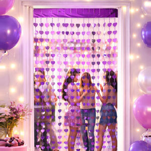 Imagen de Cotillon-cortina metalizada corazon de color