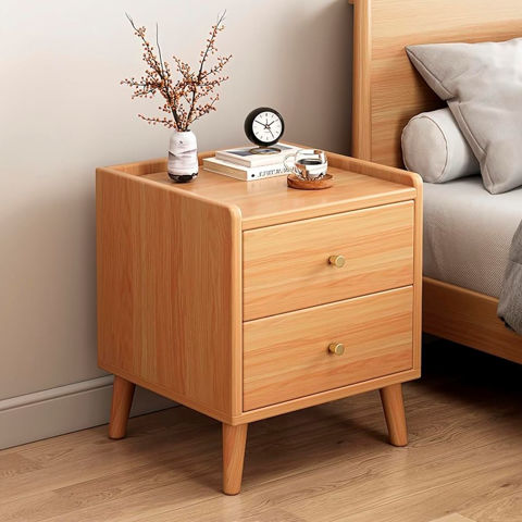 Imagen de Mesa de luz en madera - Con 2 cajones y patas.