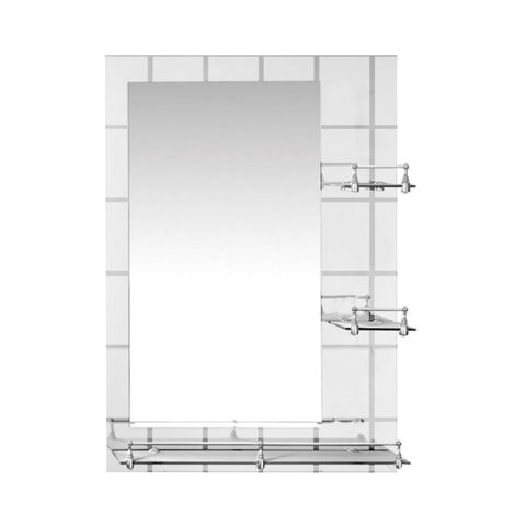 Imagen de Espejo de pared para baño con estantes-decorado-70x50cm.