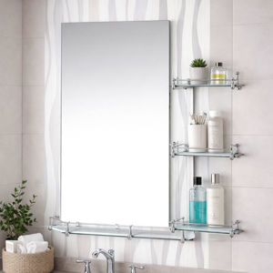 Imagen de Espejo de pared para baño con estantes-decorado-70x50cm.