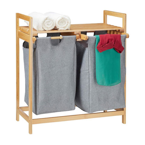 Imagen de Organizador de bamboo con cestos para la ropa