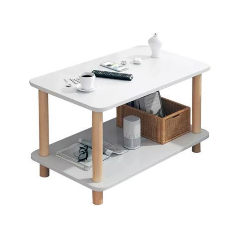 Imagen de Mesa ratona  Mesa auxiliar Con Estante y patas en madera