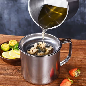 Imagen de Recipiente acero inoxidable  Colador de aceite con filtro Frituras