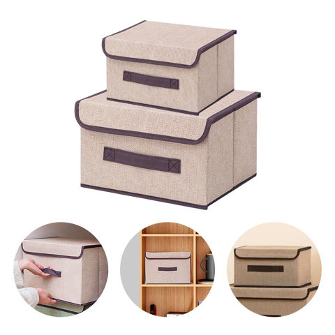 Imagen de Cajas plegables de tela para almacenamiento en set x 2