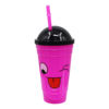 Imagen de Vaso plástico con tapa y sorbito caras