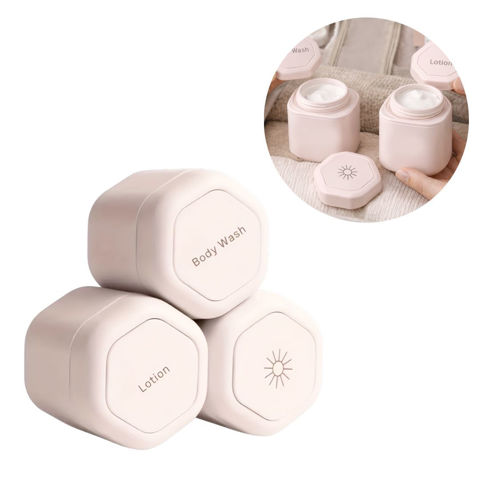 Imagen de Caja exagonal  para viaje-gel-crema-shampoo